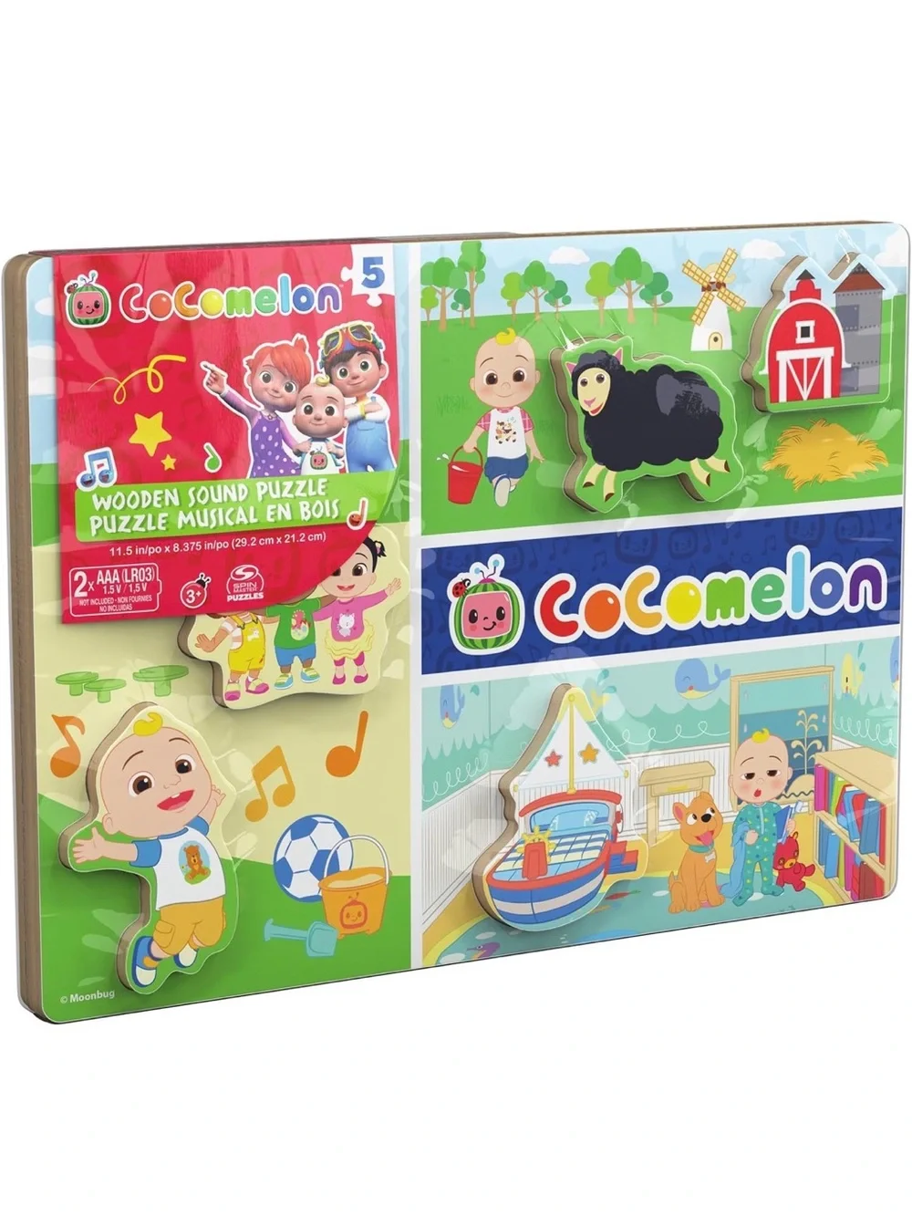 Spin Master Cocomelon Chunky Musical Wooden Sound Puzzle, Plays Cocomelon Song